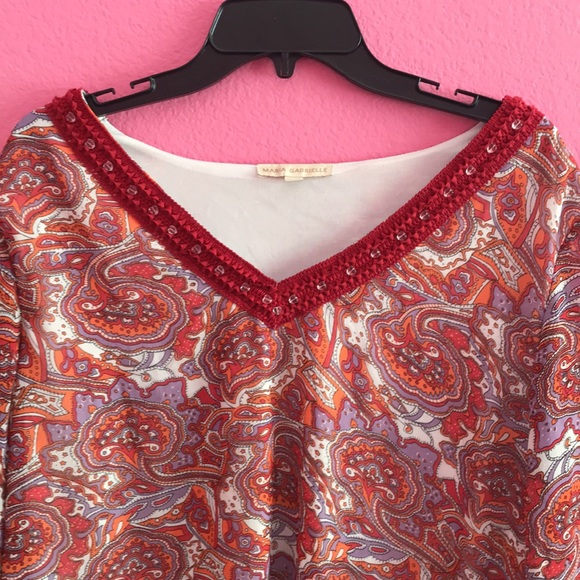 Maria Gabrielle paisley long sleeve blouse 3X - Picture 2 of 11